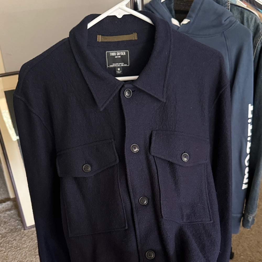 Todd Snyder Navy Button-Up Shirt Jacket